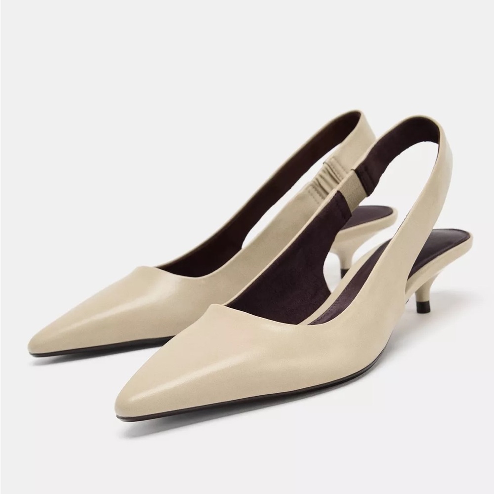 Zara nude slingback kitten heel - Picture 10 of 12